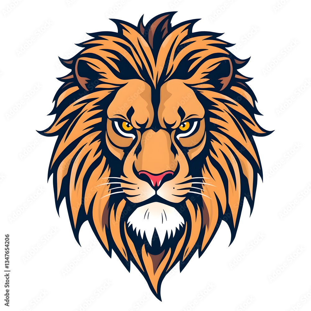 Obraz premium A wild lion head vector illustration depicts a powerful jungle predator