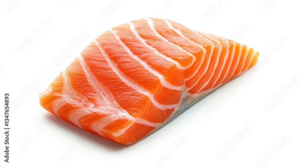Fresh salmon fillet, studio shot, white background, food photography, recipe illustration Fresh salmon fillet, studio shot, white background, food photography, recipe illustration