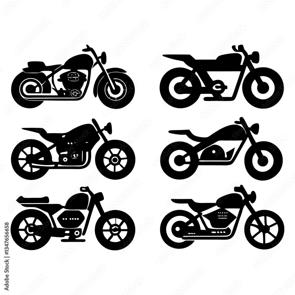 Obraz premium Motorcycle silhouette bundle vector design