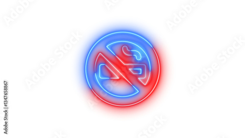 Free Download Neon ban smoking symbol icon blue red color glowing with transparent background - GFXLoad