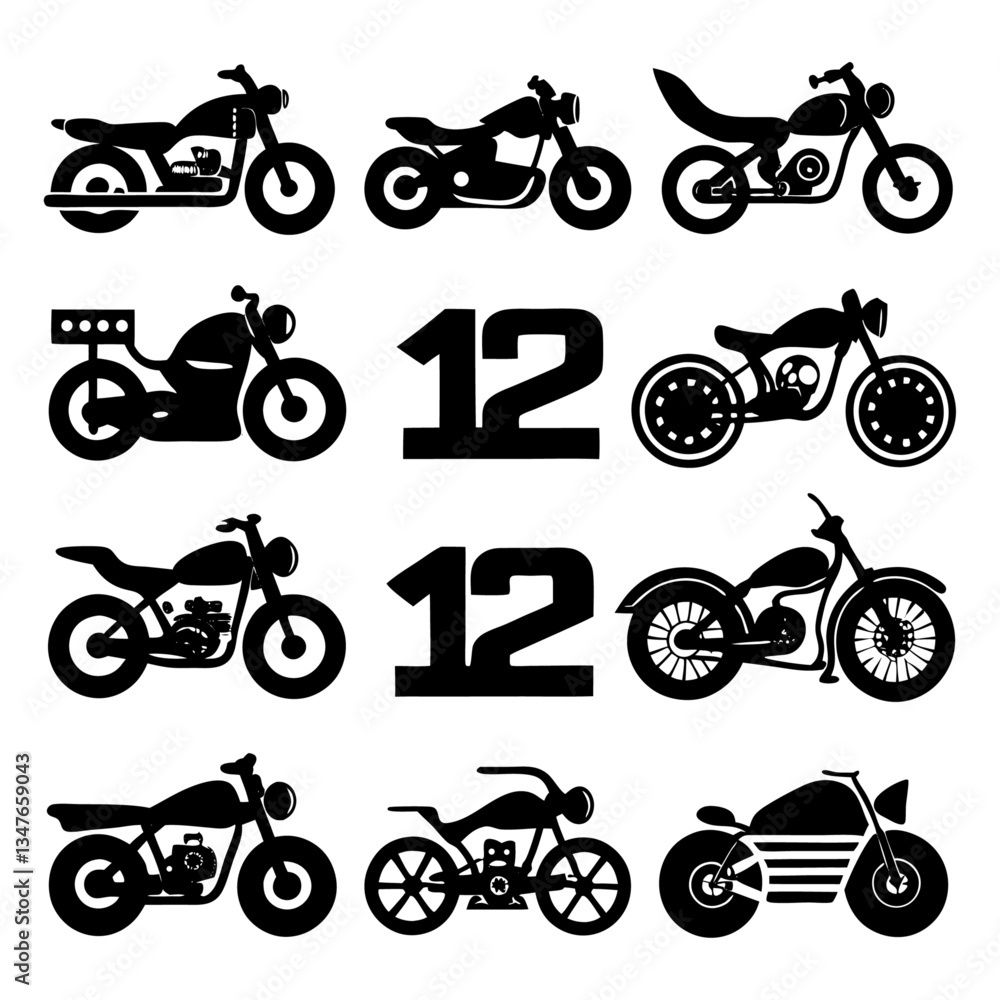 Obraz premium Motorcycle silhouette bundle vector design