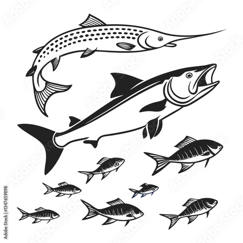 Fish silhouette bundle vector design