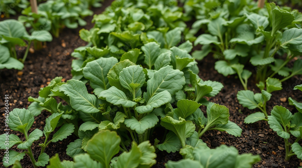 A high-resolution stock photo of a vegetable garden, featuring a distinct split tight close-up shot of growing vegetables, with detailed focus, divided sections, and bold areas in a commercial, profes A high-resolution stock photo of a vegetable garden, featuring a distinct split tight close-up shot of growing vegetables, with detailed focus, divided sections, and bold areas in a commercial, profes