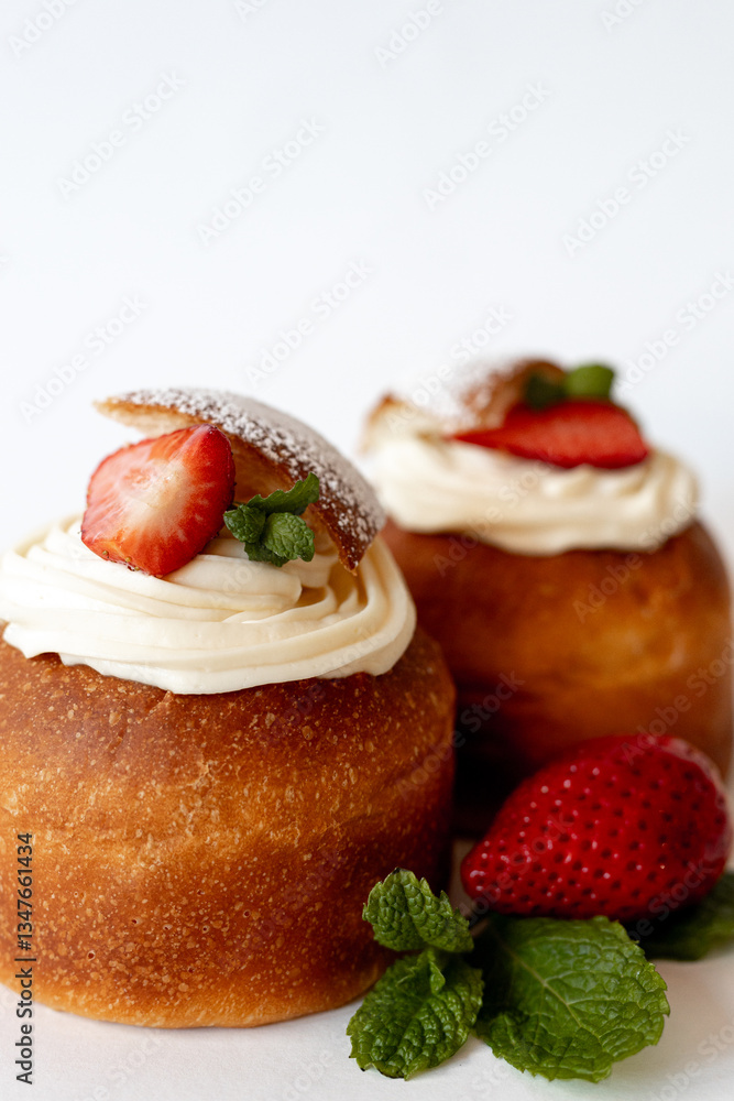 Elegant Dessert with Strawberries and Cream Elegant Dessert with Strawberries and Cream
