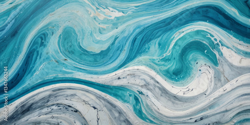 Canvas Print Watercolor surface ocean water wave, seamless blue water ocean wave background