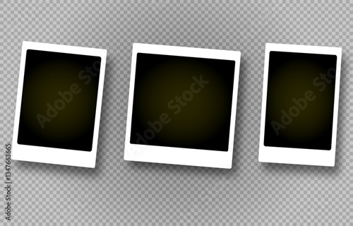 Retro Polaroid film with signature perforations and a subtle vintage effect. Designed in vector graphics, perfect for photo collages, design, and creative projects. Png background. PNG poloroid.