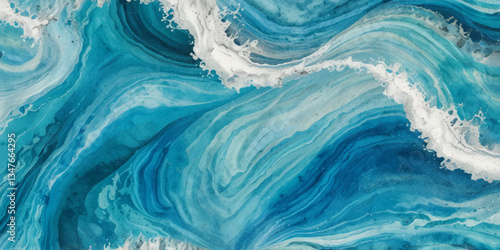 Seamless wave water ocean soft blue curve line background. Water  ocean wave white and soft blue aqua, teal texture. Vector sea, wave, water background.