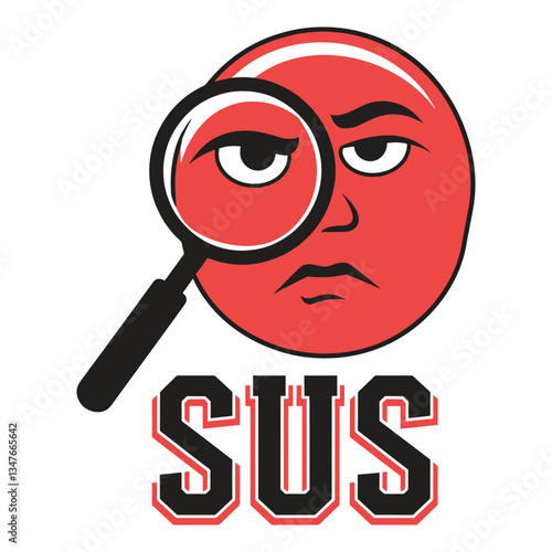 Sus T Shirt Design Face and Magnifying Glass