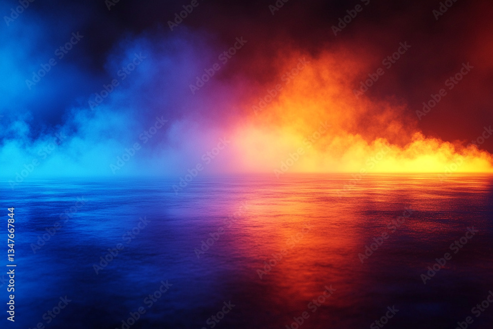 Dawn-lit asphalt with amber and ocean blue neon mist rolling through the futuristic city Dawn-lit asphalt with amber and ocean blue neon mist rolling through the futuristic city