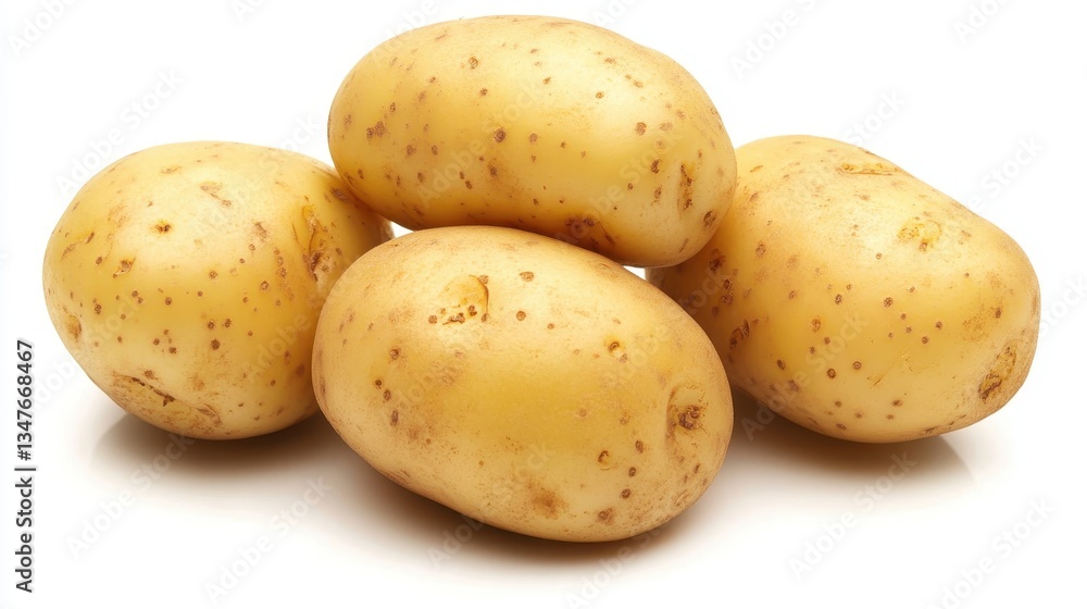 Rustic potatoes lying on pristine surface, showcasing raw agricultural produce with minimalist culinary aesthetic and natural organic texture Rustic potatoes lying on pristine surface, showcasing raw agricultural produce with minimalist culinary aesthetic and natural organic texture
