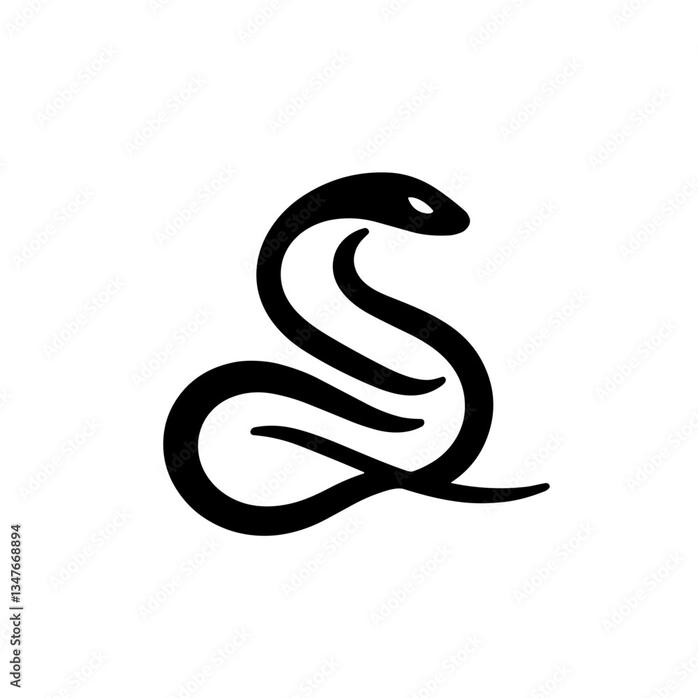 Fototapeta premium Abstract snake illustration in black and white style 