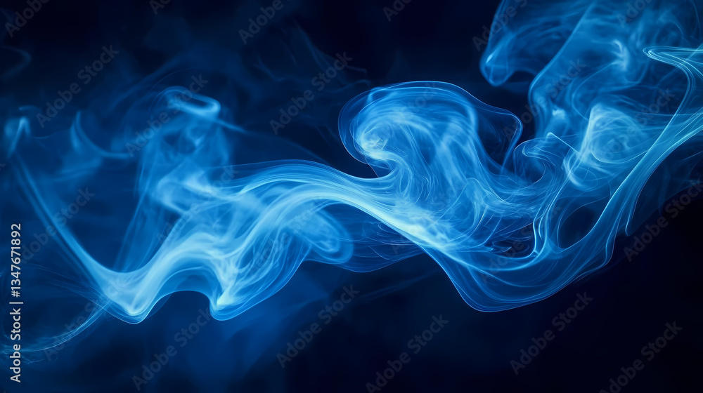 Fototapeta premium Blue Smoke Flowing in Dark Background