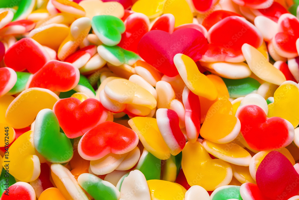 Juicy colorful jelly sweets. Gummy candies. Hearts. Juicy colorful jelly sweets. Gummy candies. Hearts.