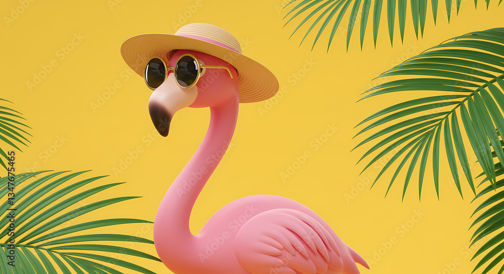 Obraz premium Summer Flamingo in Sunglasses