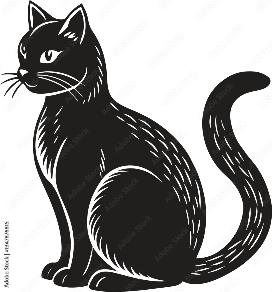 Obraz premium black cat vector illustration