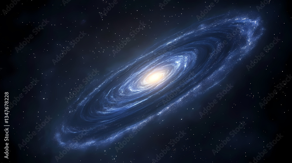 Fototapeta premium Glowing Spiral Galaxy on Black Background