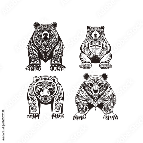 Native bear animal design vector template illustration