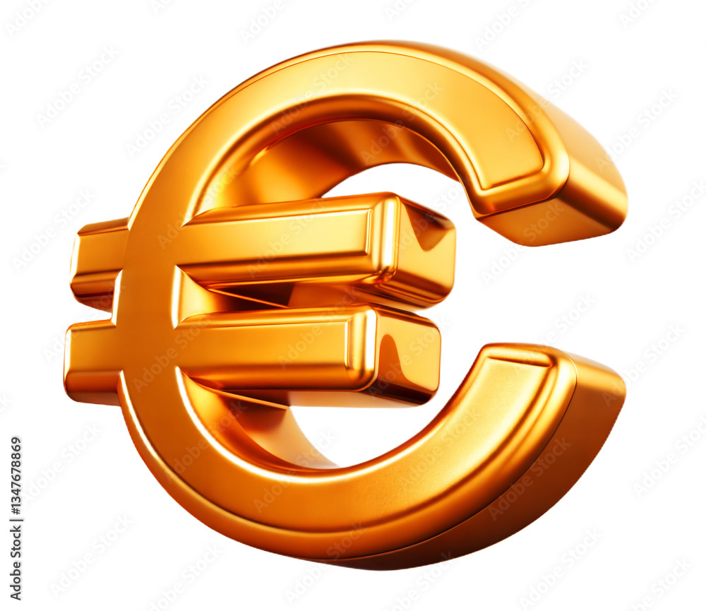 Obraz premium A bold golden euro symbol with a polished metallic finish, representing European financial strength, global trade dominance, and economic prosperity in the digital age.