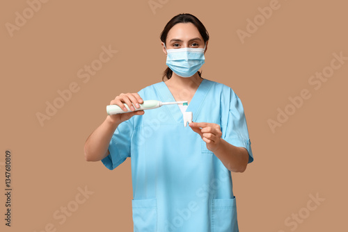 Dentist demonstrating prope...