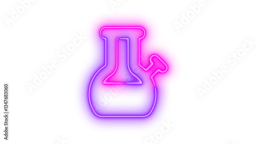 Neon bong symbol icon pink purple color glowing with transparent background