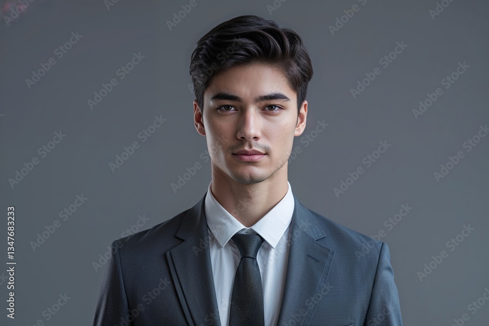 Young Businessman Portrait with Grey Background Young Businessman Portrait with Grey Background