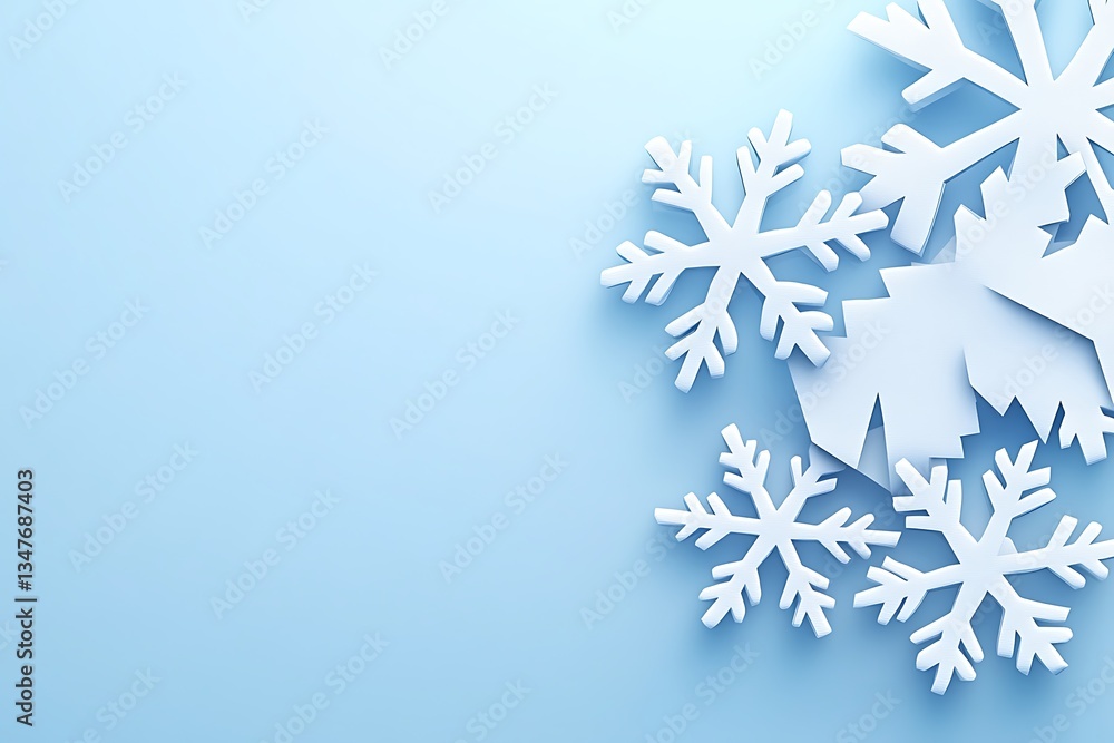 Snowflakes in winter, blue background, decoration concept Snowflakes in winter, blue background, decoration concept