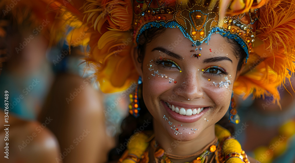 Smiling Woman In Carnival Costume