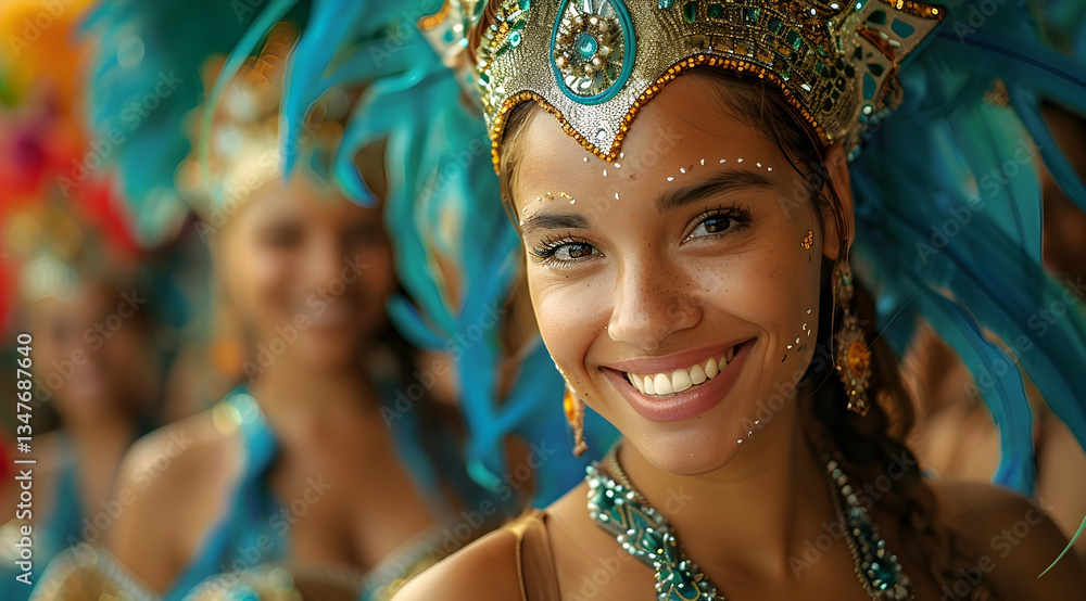 Smiling Woman In Carnival Costume At A Festival