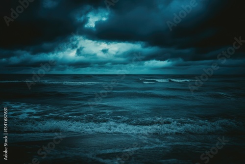 Dark clouds over choppy waters of a tempestuous sea
