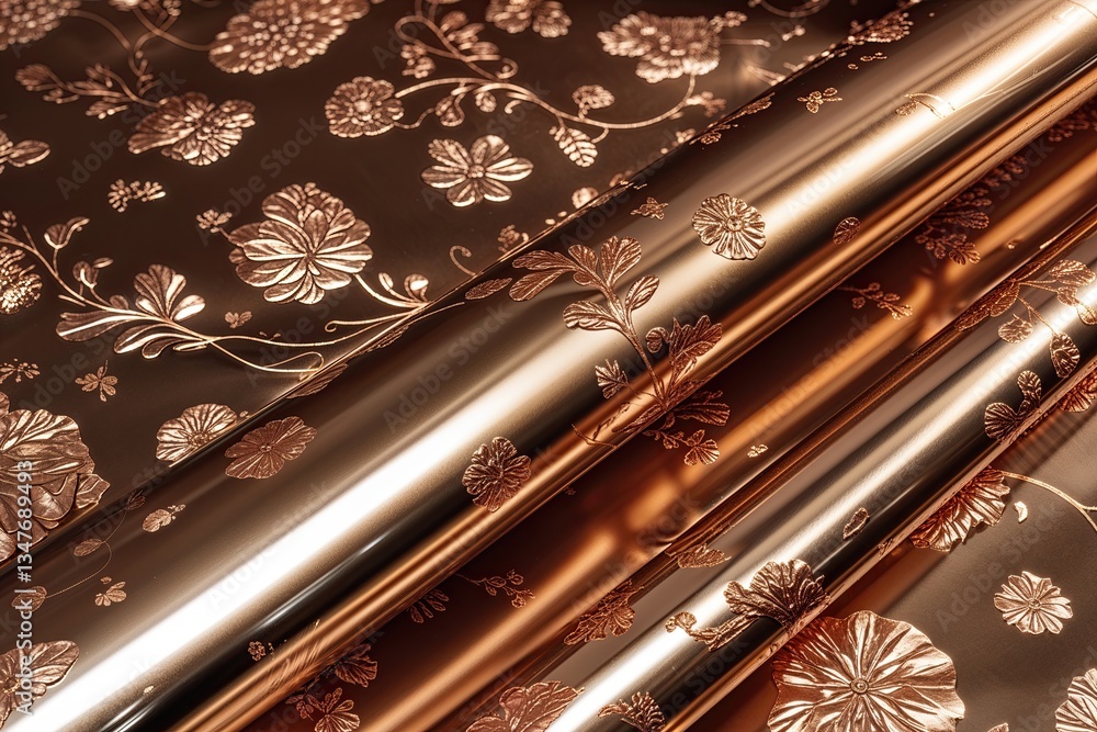 Naklejka premium Antique Bronze Foil Polished Metal Surface Wrapping Paper for Stylish Elegant Home Decor