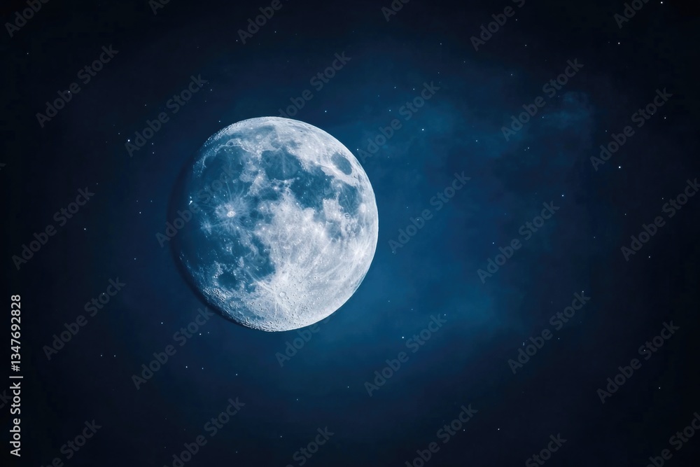 Fototapeta premium Bright full moon against starry night sky