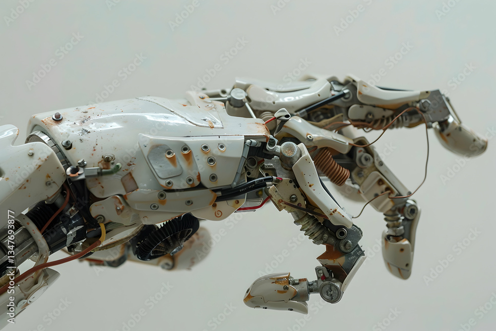 Close Up Detailed Robotic Hand With Complex Mechanism
