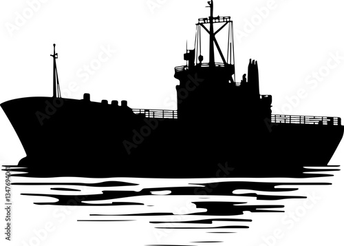 Silhouette of a Ship on Water