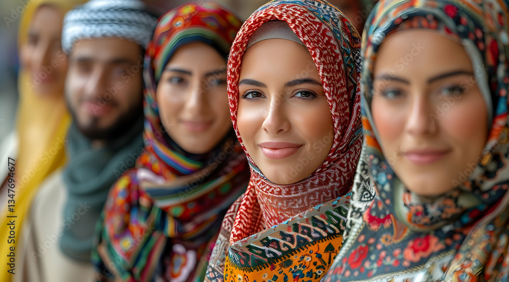 Diverse Women In Colorful Hijabs