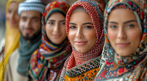 Obraz na płótnie Diverse Women In Colorful Hijabs w salonie