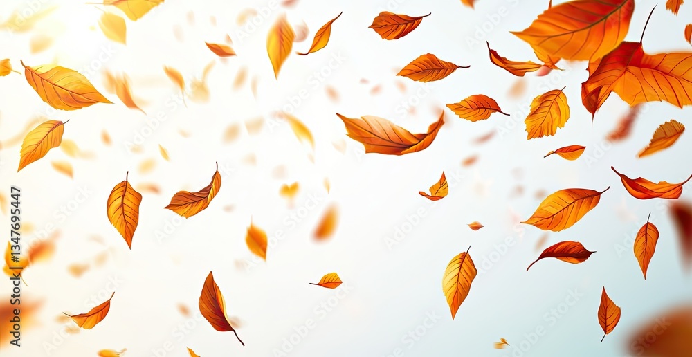 Falling autumn leaves on a bright background. Falling autumn leaves on a bright background.