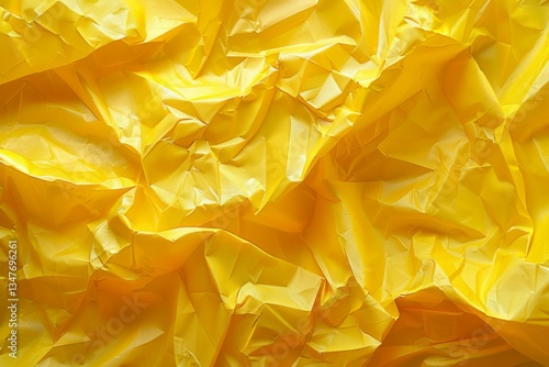 Photo of Crumpled sheet of yellow paper. Detailed image