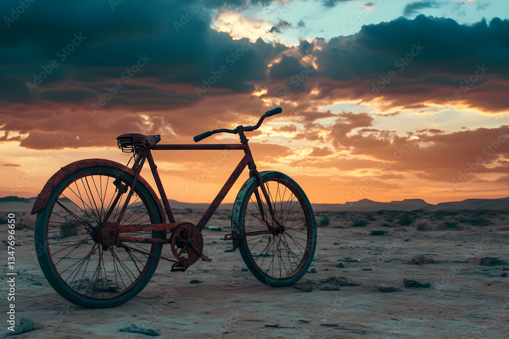 Fototapeta premium Forgotten Vintage Bicycle Covered in Rust and Ivy