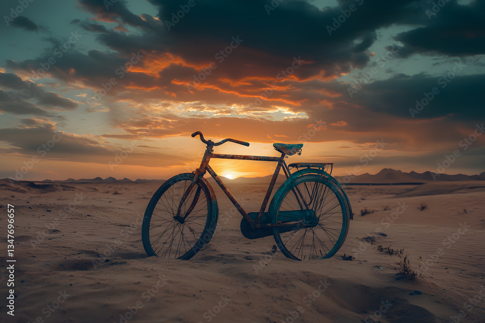 Fototapeta premium Forgotten Vintage Bicycle Covered in Rust and Ivy