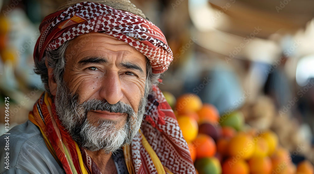 Portrait Of A Middle Eastern Man In A Market