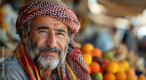 Obraz na płótnie Portrait Of A Middle Eastern Man In A Market w salonie