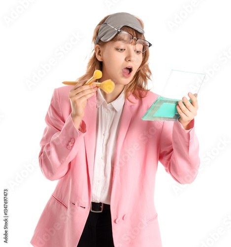Funny shocked businesswoman...