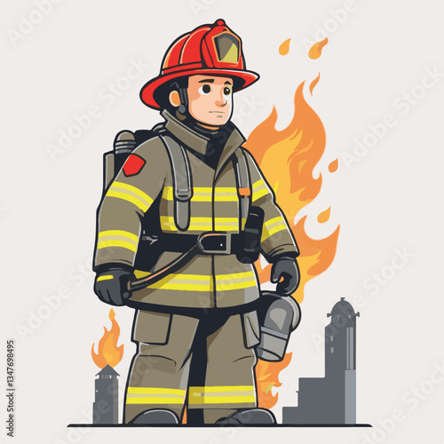 fireman, emergency, safety, rescue, danger, firefighter, uniform, fire, fighter, man, red, helmet, protection, equipment, background, hose, service, burn, flame, hero, person, water, work, engine, job
