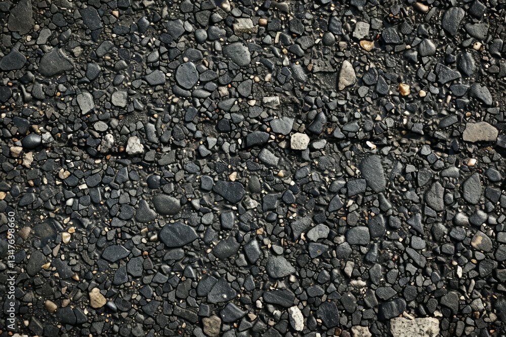 Photo of asphalt grey surface with stones. Background texture for backdrops or mapping
