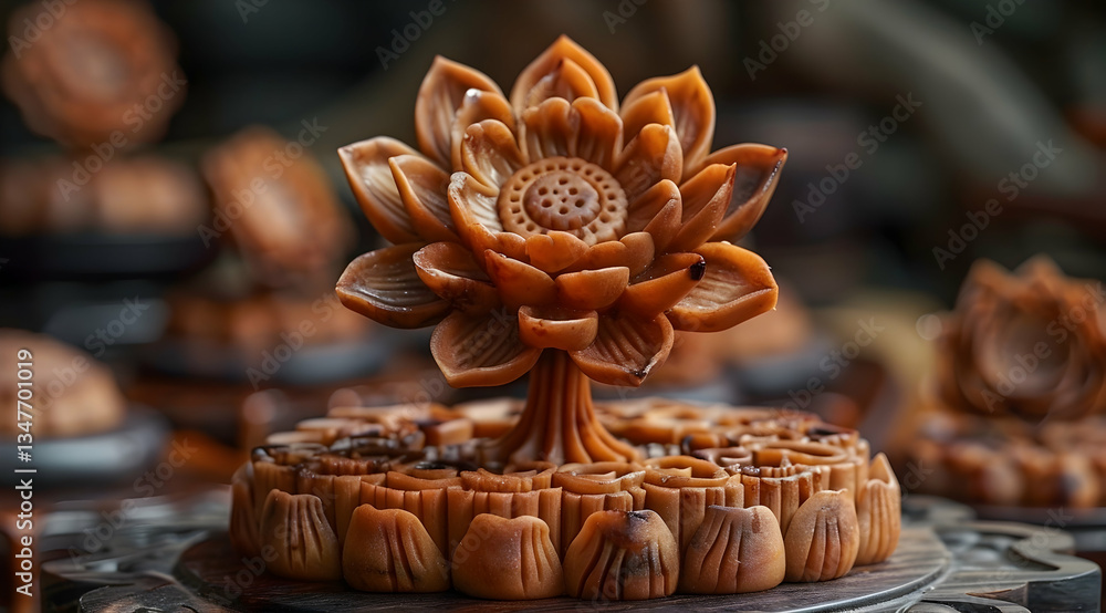 Carved Lotus Flower Dessert Display