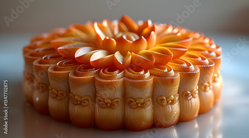 Detailed Orange And Yellow Floral Cake Design