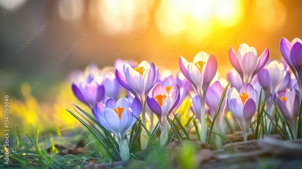 A vibrant field of purple flowers in full bloom during the spring season, with warm sunlight filtering through the trees. A vibrant field of purple flowers in full bloom during the spring season, with warm sunlight filtering through the trees.