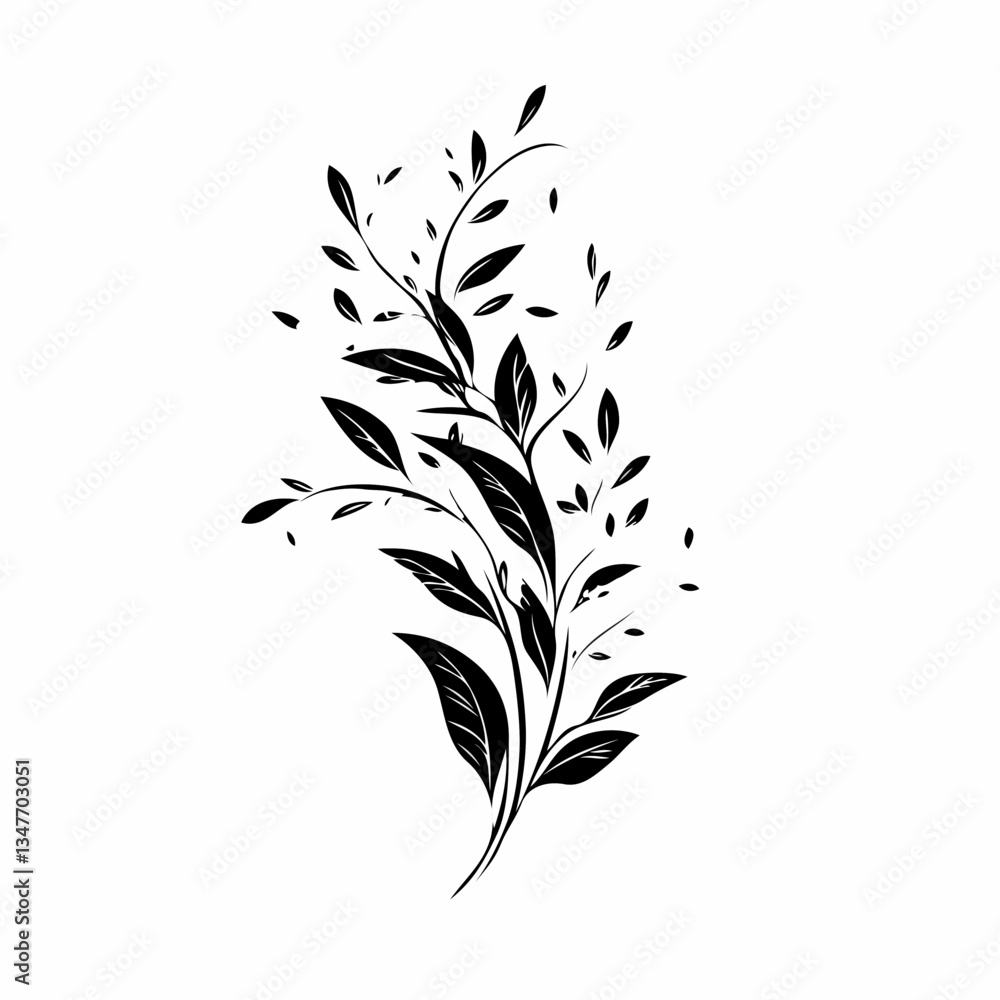 Fototapeta premium Elegant Acacia Branch Logo in Black and White