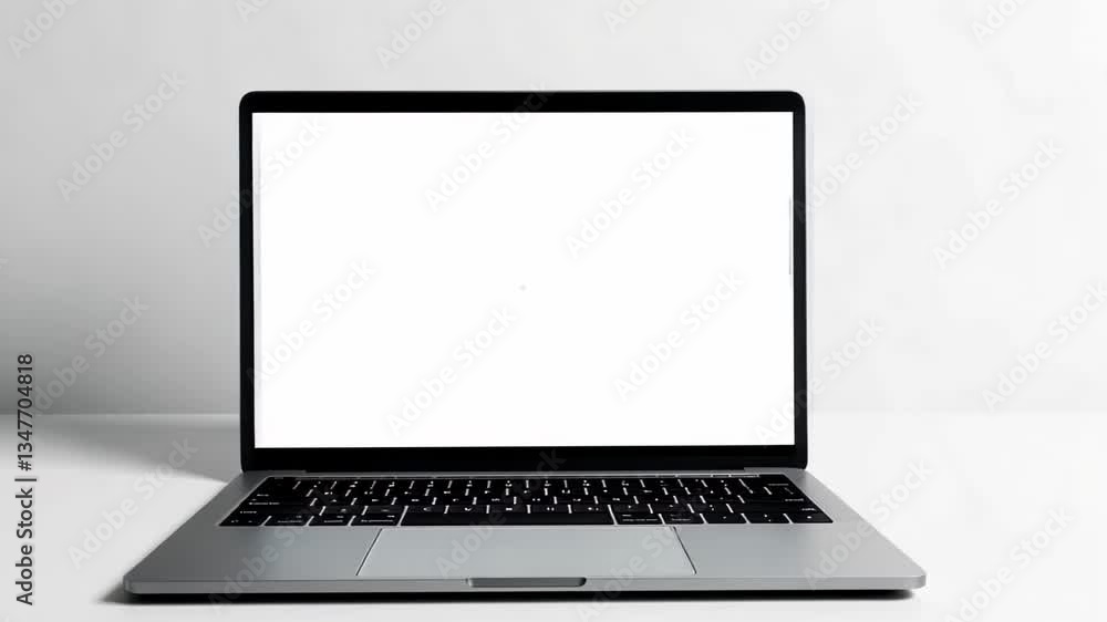 Mockup silver laptop with blank screen on white background with space for text. Mockup silver laptop with blank screen on white background with space for text.