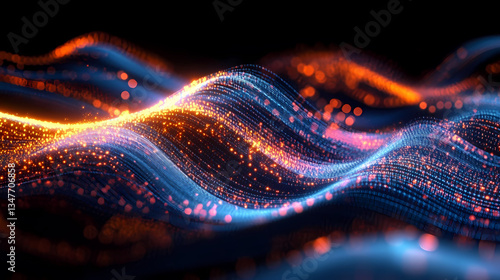 Glowing Wavy Lines in Blue and Orange